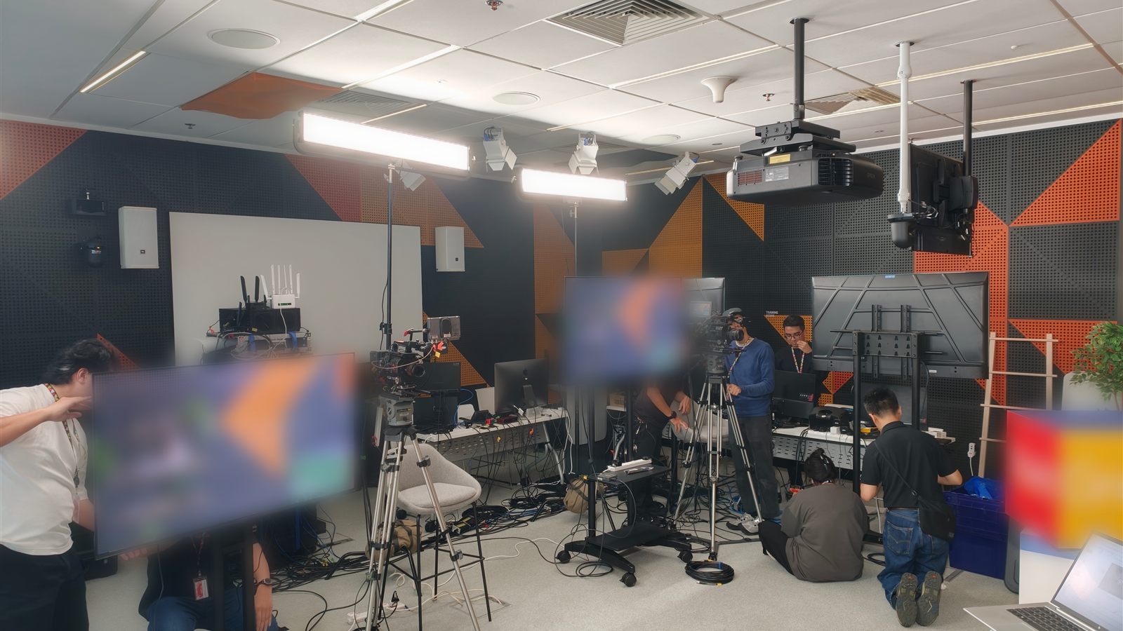 Inside the studio — cameras, lights, and full broadcast infrastructure set up for the 6-episode series