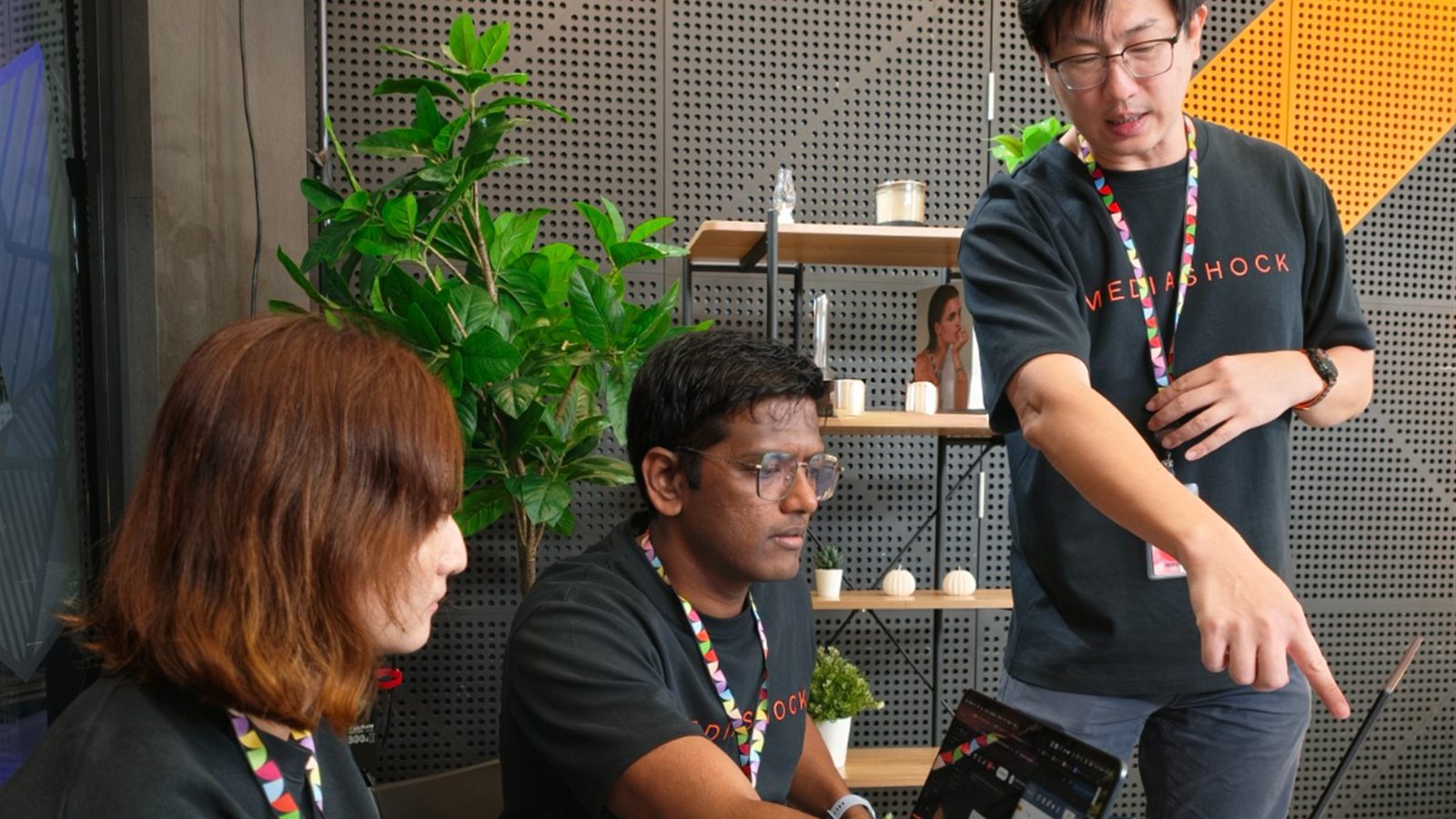 The Mediashock team backstage — coordinating content and production in real time